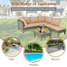 Load image into Gallery viewer, 4PCS Patio Rattan Furniture Set Cushioned Loveseat-Brown
