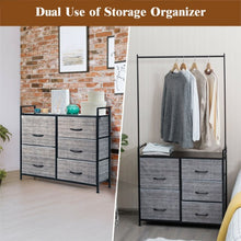 Load image into Gallery viewer, 5 Drawers Fabric Dresser with Hanger Metal Top Storage Closet Organizer
