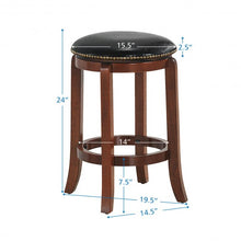 Load image into Gallery viewer, 24"Bistro Leather Padded  Backless Swivel Bar stool
