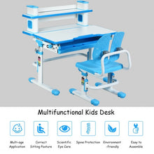 Load image into Gallery viewer, Height Adjustable Kids Desk and Chair Set-Blue
