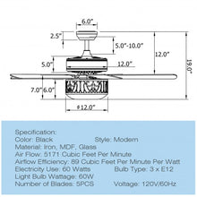 Load image into Gallery viewer, 52&quot; Ceiling Fan with Light Reversible Blade and Adjustable Speed-Black
