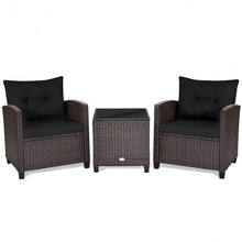 Load image into Gallery viewer, 3 Pcs Patio Rattan Furniture Set Cushioned Conversation Set Coffee Table -Black
