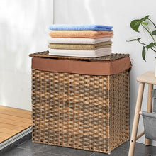 Load image into Gallery viewer, Hand-woven Foldable Rattan Laundry Basket-Brown
