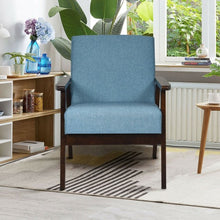 Load image into Gallery viewer, Solid Rubber Wood Fabric Accent Armchair-Blue
