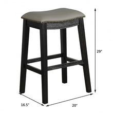 Load image into Gallery viewer, 29" Set of 2 Saddle Nailhead Kitchen Counter-Black Chair
