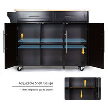 Load image into Gallery viewer, Kitchen Island Trolley Wood Top Rolling Storage Cabinet Cart with Knife Block-Brown
