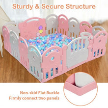 Load image into Gallery viewer, 14-Panel Baby Playpen with Music Box &amp; Basketball Hoop-Pink
