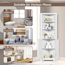 Load image into Gallery viewer, Free Standing Tall Bathroom Corner Storage Cabinet with 3 Shelves-White

