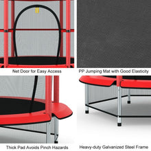 Load image into Gallery viewer, 55&quot; Youth Jumping Round Trampoline with Safety Pad Enclosure-Red

