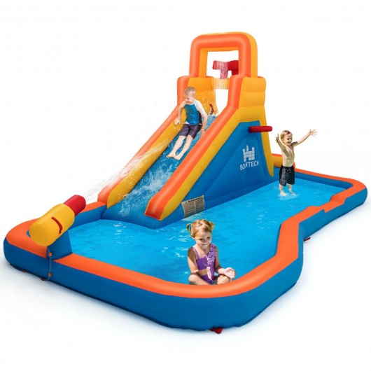 Inflatable Water Bouncer with Climbing Wall and Ball Hoop