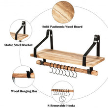 Load image into Gallery viewer, Wooden Wall-Mounted Floating Storage Shelf with Removable Towel Bar
