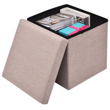 Load image into Gallery viewer, Folding Storage Square Footrest Ottoman-Beige
