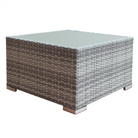 Patio Combination Cushioned PE Wicker Sofa Furniture Set-D