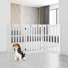 Load image into Gallery viewer, 36&quot; Folding Wooden Freestanding Pet Gate Dog Gate w/360° Flexible Hinge-White
