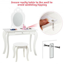 Load image into Gallery viewer, Kids Princess Makeup Dressing Play Table Set with Mirror -White
