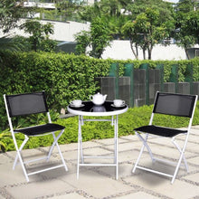 Load image into Gallery viewer, 3 Pcs Folding Garden Patio Table Chairs Set -Black
