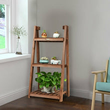 Load image into Gallery viewer, 3-Tier Folding Flower Stand Rack Wood Plant Storage Display Shelf
