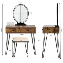 Load image into Gallery viewer, Industrial Makeup Dressing Table with 3 Lighting Modes-Brown
