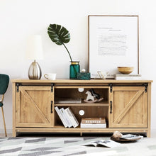 Load image into Gallery viewer, TV Stand with Cabinet Sliding Barn Door -Oak
