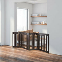 Load image into Gallery viewer, 24&quot; Folding Wooden Freestanding Pet Gate Dog Gate with 360° Hinge -Espresso
