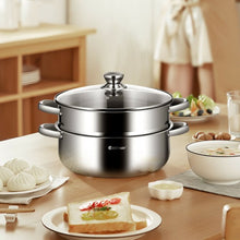 Load image into Gallery viewer, 9.5 QT 2 Tier Stainless Steel Steamer Cookware Boiler
