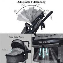 Load image into Gallery viewer, 2 in 1 High Landscape Convertible Reversible Bassinet Pram-Gray

