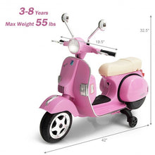 Load image into Gallery viewer, 6V Kids Ride on Vespa Scooter Motorcycle with Headlight-Pink
