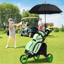 Load image into Gallery viewer, Folding 3 Wheels Golf Push Cart with Bag Scoreboard Adjustable Handle -Green
