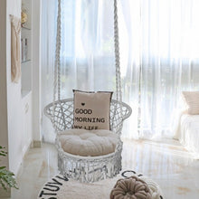 Load image into Gallery viewer, Hanging Hammock Chair Macrame Swing Hand Woven Cotton Backrest-Gray
