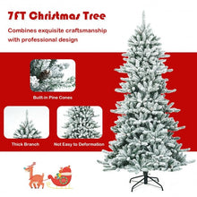 Load image into Gallery viewer, 7Ft Snow Flocked Slim Artificial Christmas Fir Tree
