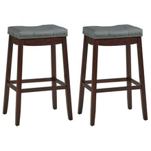 Load image into Gallery viewer, 29�Set of 2 Nailhead Saddle Bar Stools -Coffee
