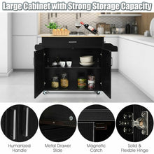 Load image into Gallery viewer, Rolling Kitchen Island Cart with Towel and Spice Rack-Black
