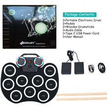 Load image into Gallery viewer, 9 Pads MIDI Electronic Roll Up Drum Set
