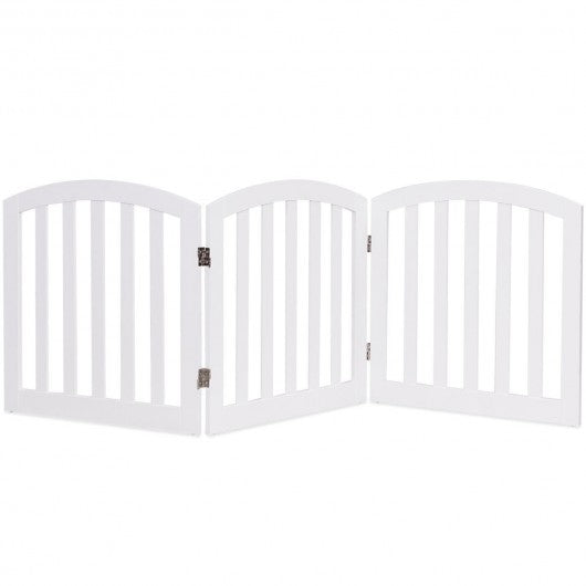 24'' Configurable Folding Standing 3 Panel Wood Pet Fence-White