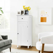 Load image into Gallery viewer, Wooden Storage Free-Standing Floor Cabinet with Drawer and Shelf-White
