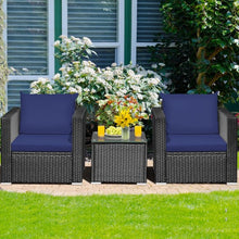 Load image into Gallery viewer, 3 Pcs Patio wicker Furniture Set with Cushion-Navy
