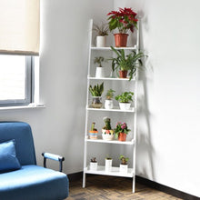 Load image into Gallery viewer, 5-Tier Leaning Wall Display Bookcase-White
