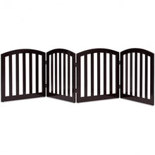 Load image into Gallery viewer, 24&quot; Configurable Folding Free Standing 4 Panel Wood Pet Fence-Brown
