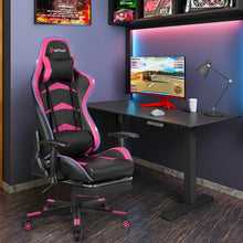 Load image into Gallery viewer, Massage LED Gaming Chair with Lumbar Support &amp; Footrest-Pink
