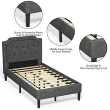 Load image into Gallery viewer, Linen Twin Upholstered Platform Bed with Frame Headboard Mattress Foundation
