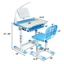 Load image into Gallery viewer, Adjustable Kids Desk Chair Set with Lamp and Bookstand-Blue
