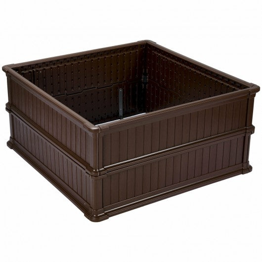 2 PCS Raised Garden Rectangle Plant Box-Brown
