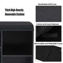 Load image into Gallery viewer, 10-Cube Organizer  Entryway Padded Shoe Storage Bench-Black
