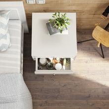 Load image into Gallery viewer, Wooden Nightstand Mid-Century End Side Table with 2 Storage Drawers-White
