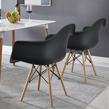 Load image into Gallery viewer, Set of 2 Mid Century Modern Molded Dining Arm Side Chair-Black
