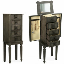 Load image into Gallery viewer, Standing Jewelry Cabinet Armoire with Makeup Mirror
