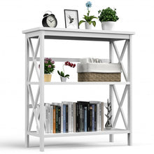 Load image into Gallery viewer, 3-Tier Bookshelf Wooden Open Storage Bookcase for Home Office-White
