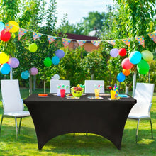 Load image into Gallery viewer, 2Pcs 8 ft Rectangular Spandex Wedding Tablecloth-Black
