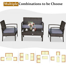 Load image into Gallery viewer, 4 PCS Patio Rattan Cushioned Furniture Set -Brown
