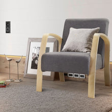 Load image into Gallery viewer, Mid Century Fabric Upholstered Wood Lounge Arm chair
